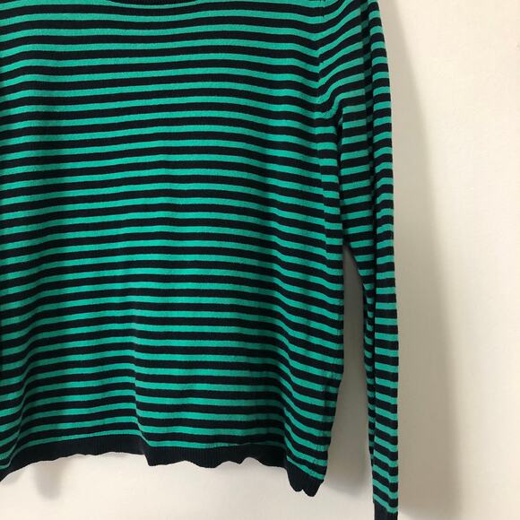 H&M Basic Stripe Sweater M Green Black Long Sleeve Knit Minimalist Indie Sleaze - Picture 2 of 7